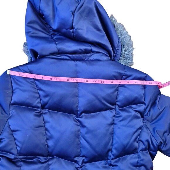 Calvin Klein Womens Down Puffer Coat L Purple Gray Faux Fur Trim Removable Hood - Picture 13 of 16